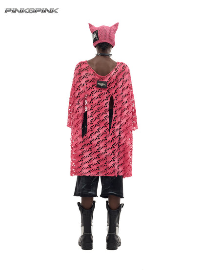 Electric Moon Gradient Patchwork Perforated Y2K Punk Tee