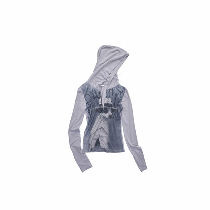 Cat & Dog Letter Print Zip Hoodie Top