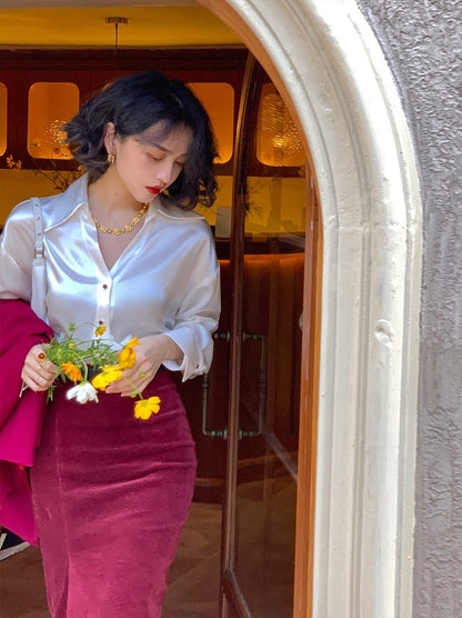 Vintage Corduroy A-Line Slit Skirt – Hong Kong Retro Fall/Winter Classic