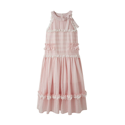 Vestido De Pastel Con Volantes - Cuello De Lazo Pink Holiday