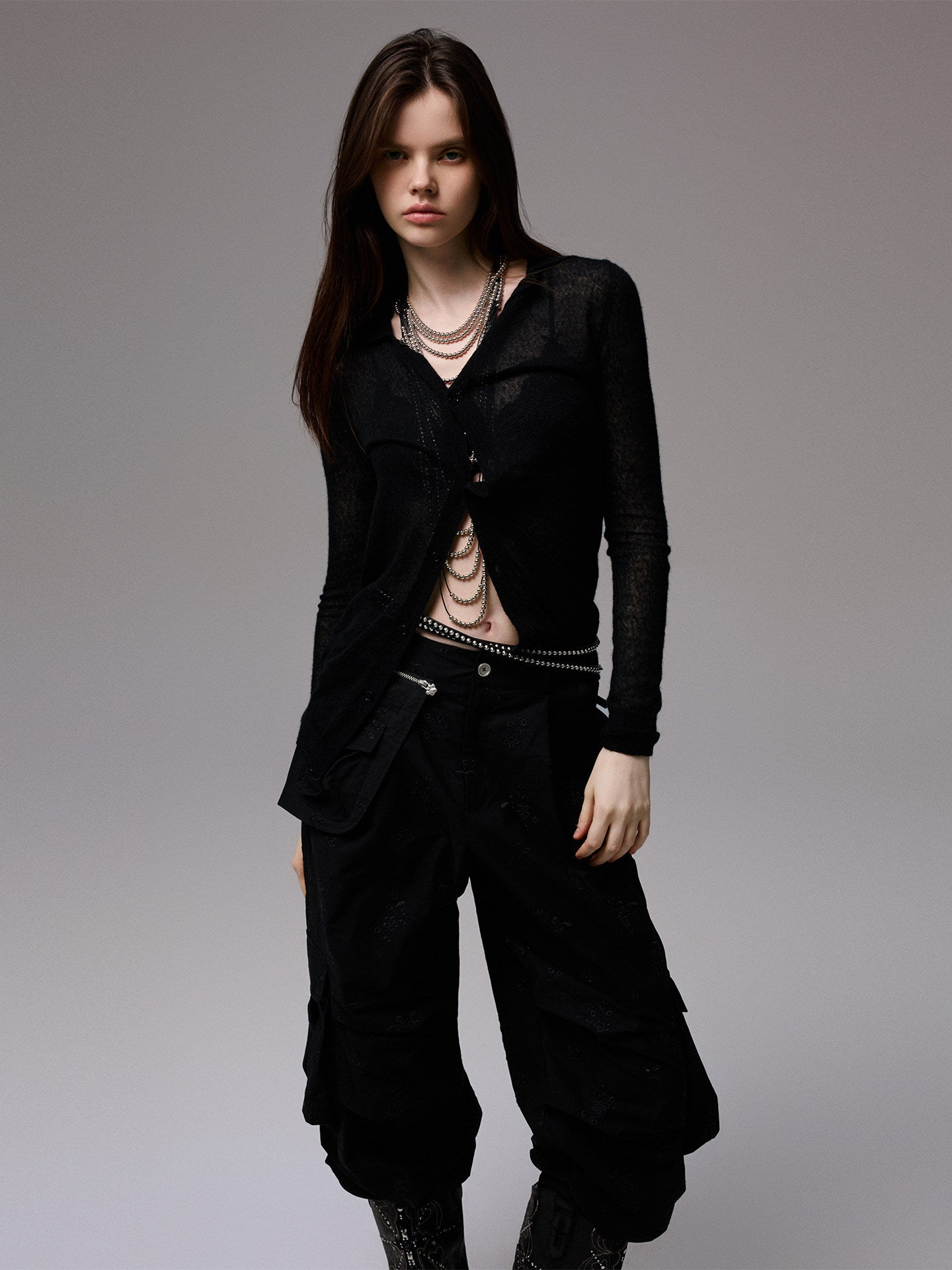 Sheer Mohair Knit Cardigan