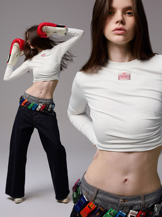Asymmetric Pleated Long Sleeve Top