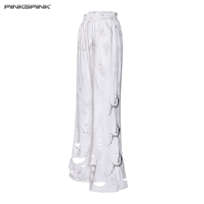 Electric Moon Distressed Coated Flared Sweatpants – Unisex Y2K Rock Fit
