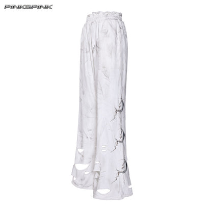 Electric Moon Distressed Coated Flared Sweatpants – Unisex Y2K Rock Fit