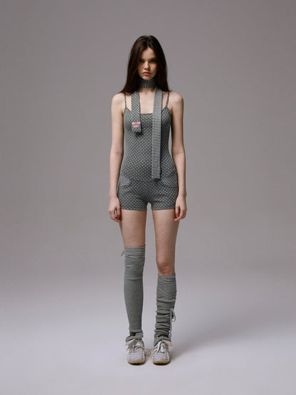 Reversible Polka Dot Stripe Suspender Jumpsuit – Slimming Short Set