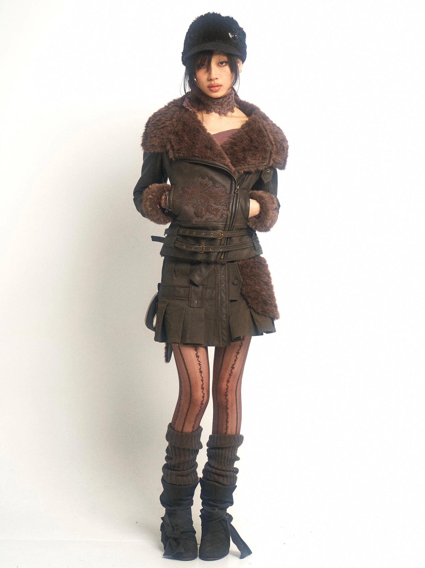 Detachable Leather Pleated Skirt – Plush Design Flair