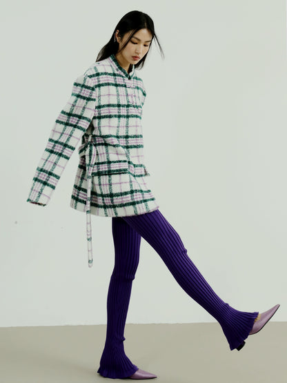 Plaid New Chinese Style Button Woolen Jacket