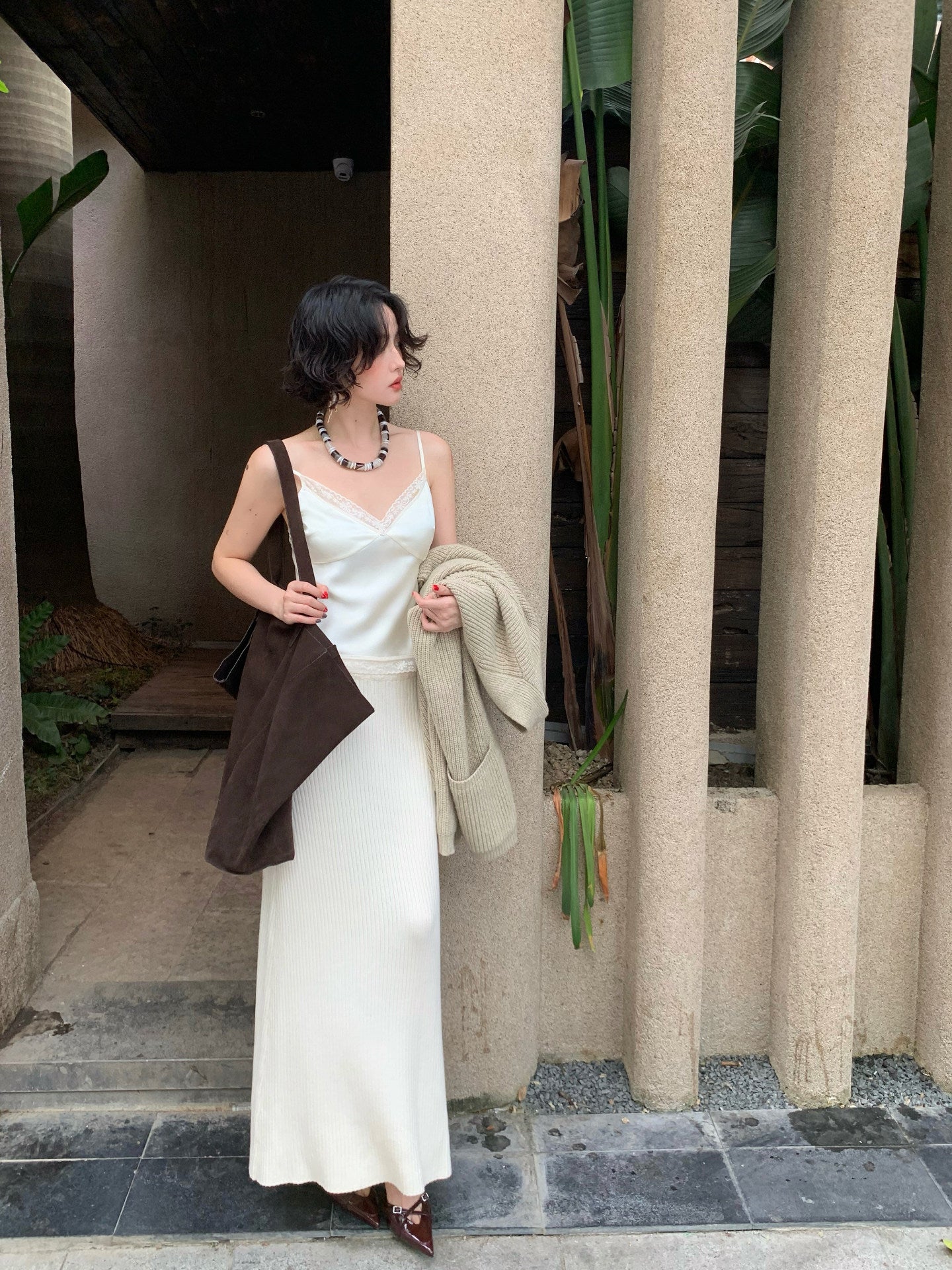 Elegant Lace Satin Camisole Top with Delicate Straps – Hong Kong Retro Autumn Style