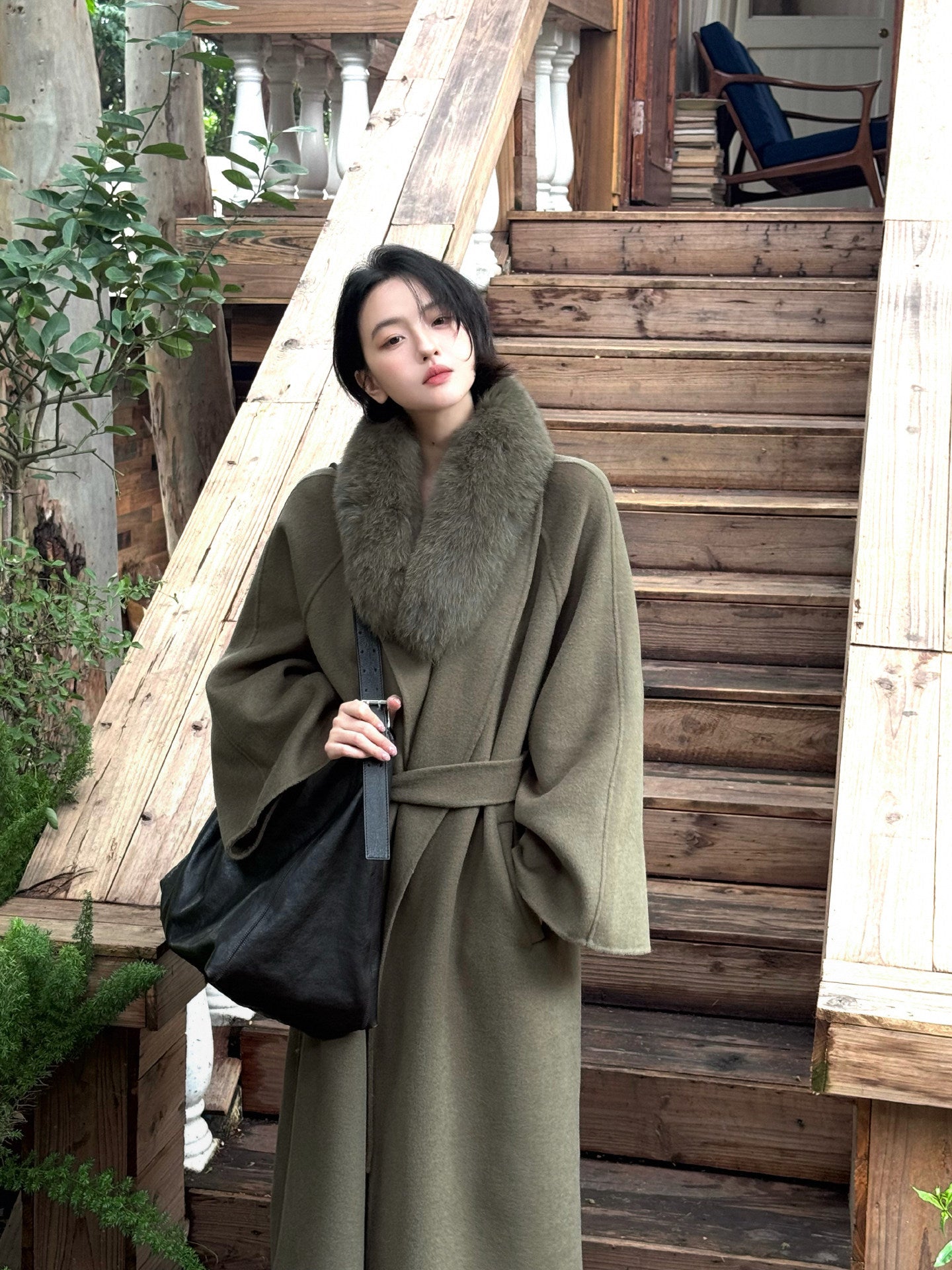 Hong Kong Chic Belted Double-Faced Wool Coat