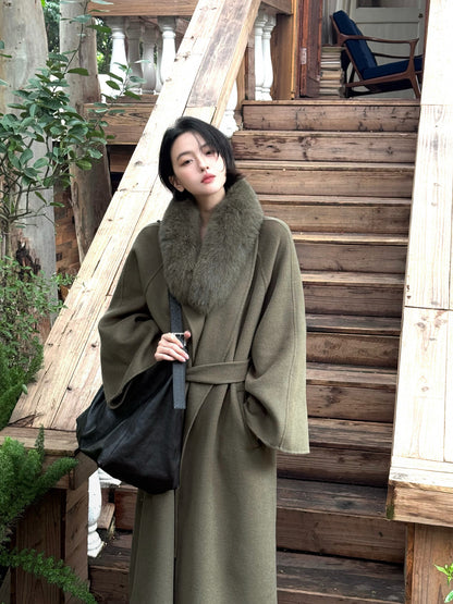 Hong Kong Chic Belted Double-Faced Wool Coat