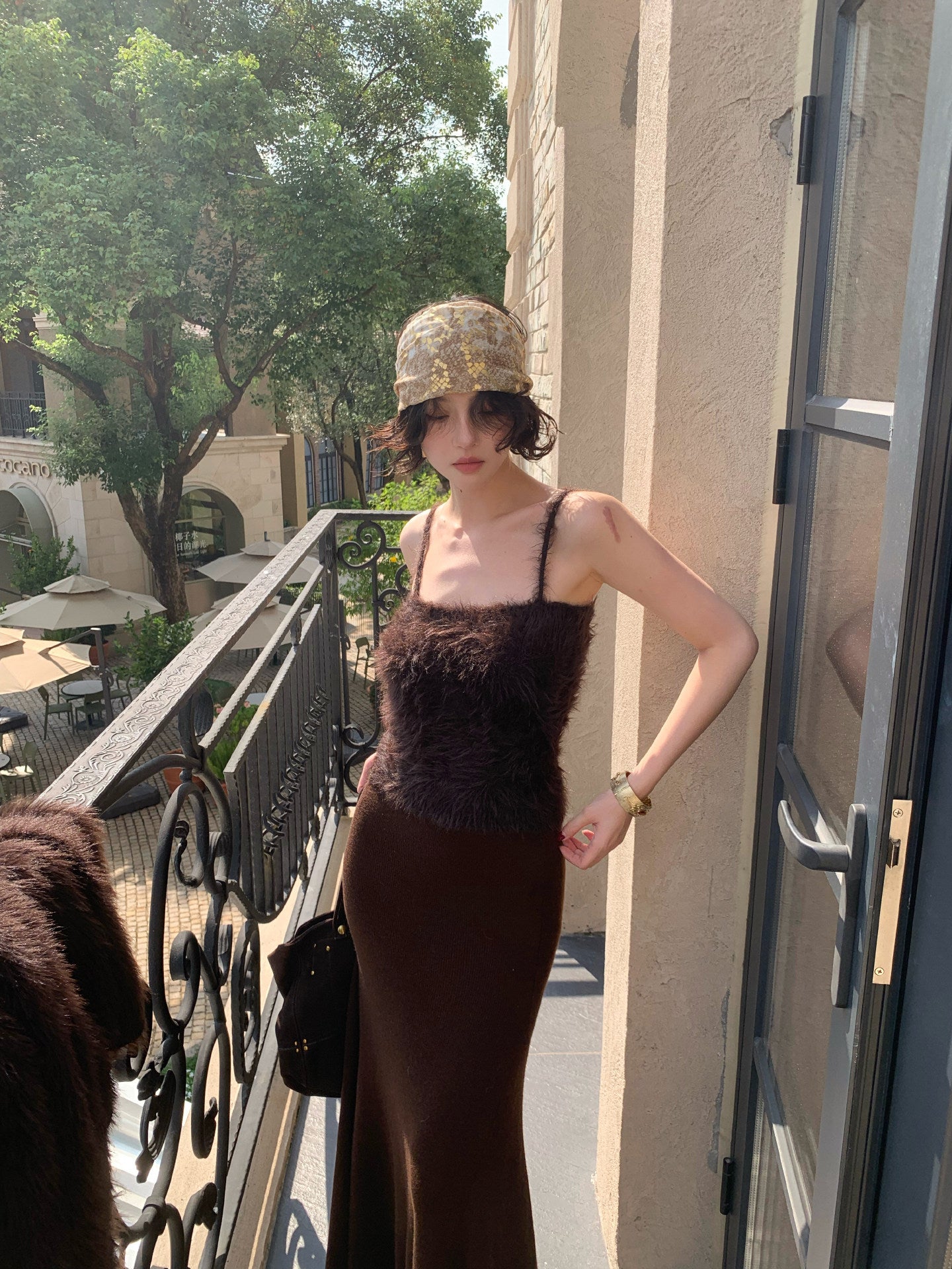 Plush Cropped Camisole Top – Hong Kong Retro Autumn & Winter Layer