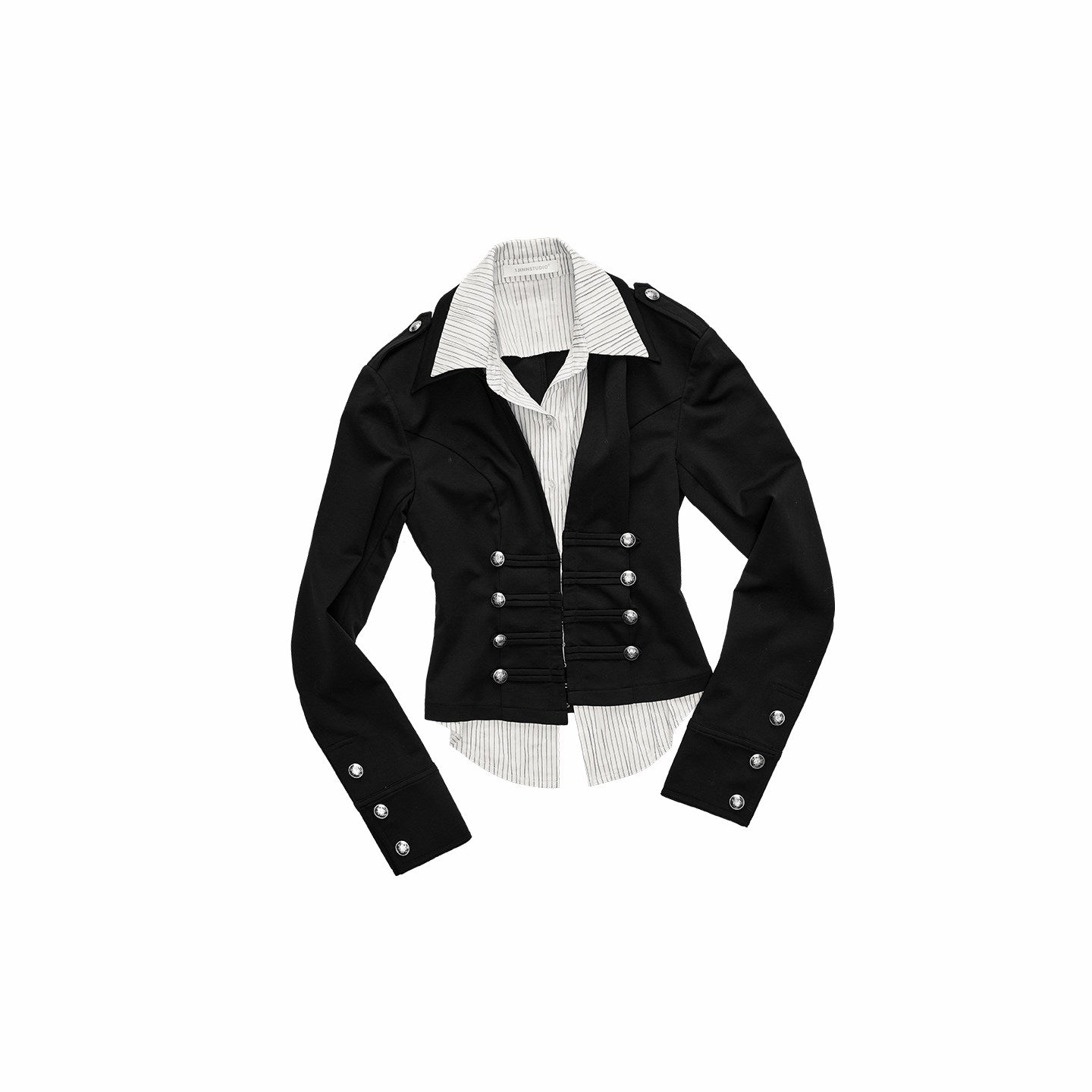 Double-Breasted Knit Layered Top