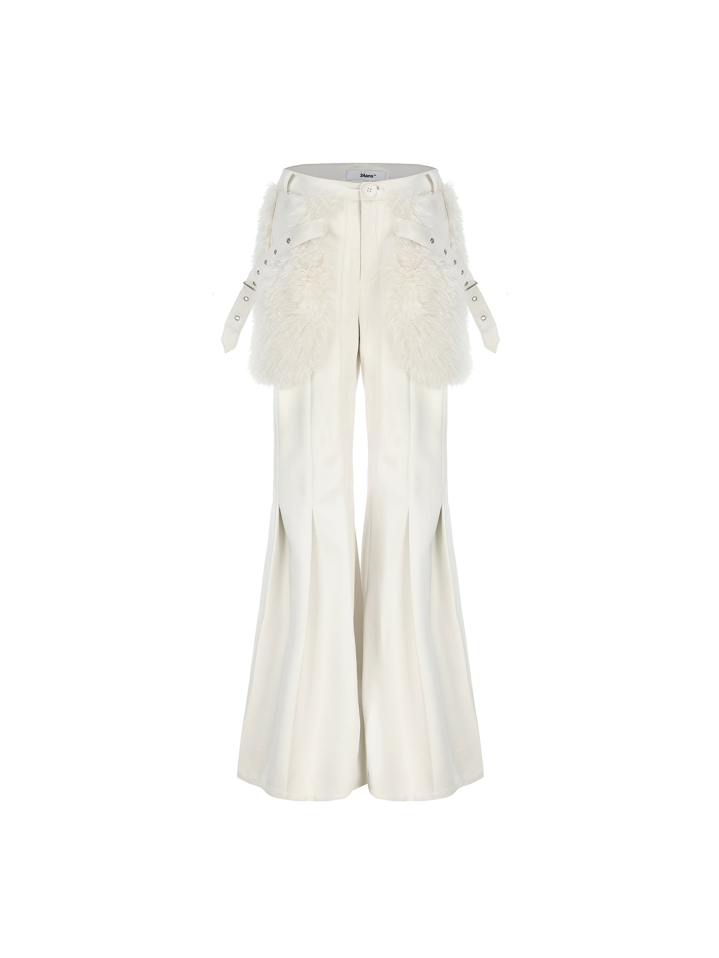 White Leather Wide Leg Pants