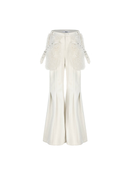 White Leather Wide Leg Pants