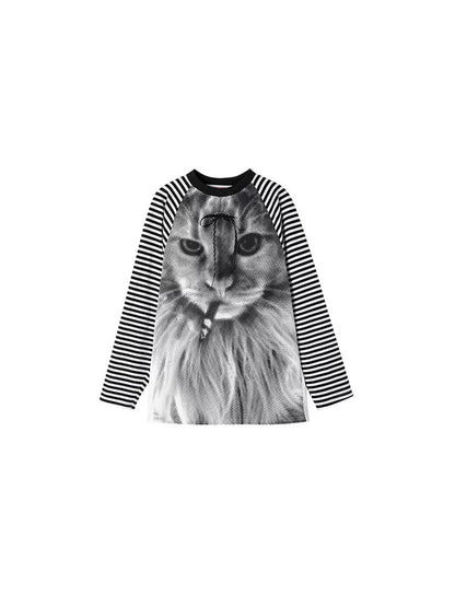 Striped Raglan Long Sleeve T-Shirt – Contrast Design in Loose Fit Style