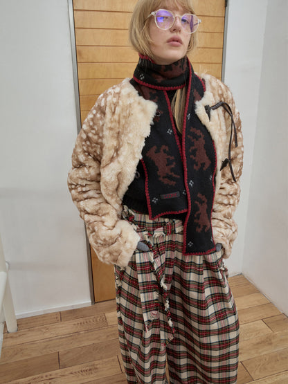 Deer Print Rabbit Fur Coat