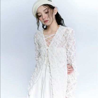 Original Rose Lace Hollow Cardigan - Autumn