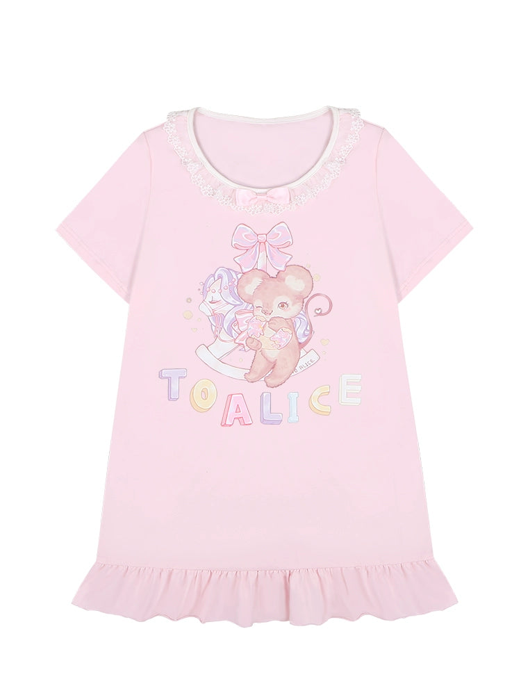 Bobo Sweet Mouse Lace Printed T-Shirt