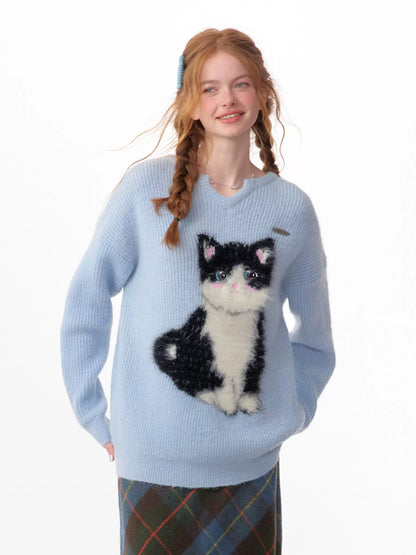 Pull Catwoman | Conception amincissante de style paresseux mignon pour l’automne/hiver