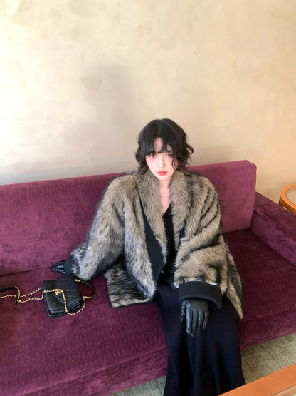 Luxe Long Eco Fur Coat