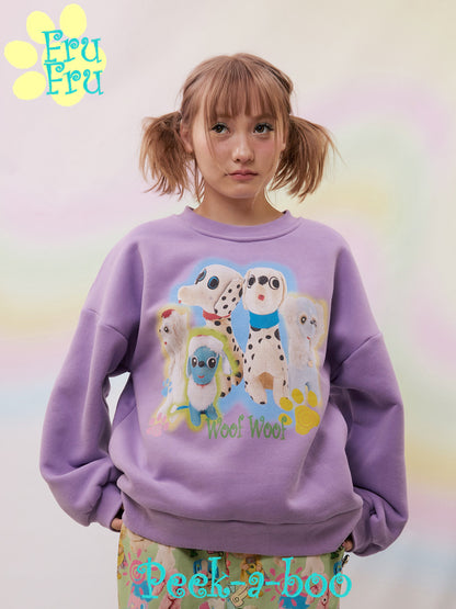 Dalmatian Fleece Sweatshirt | Oversized Purple Winter Pullover