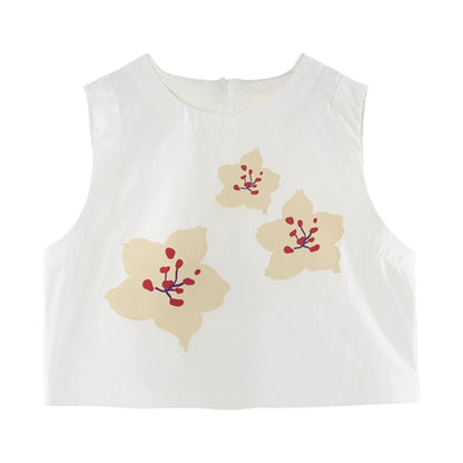 Sakura Print Open Back Looveless Top Top