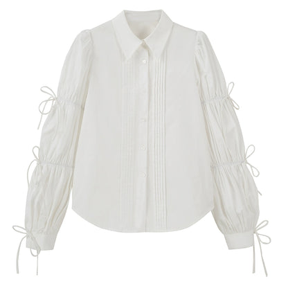 Lantern Sleeve - Wrinkled White Shirt
