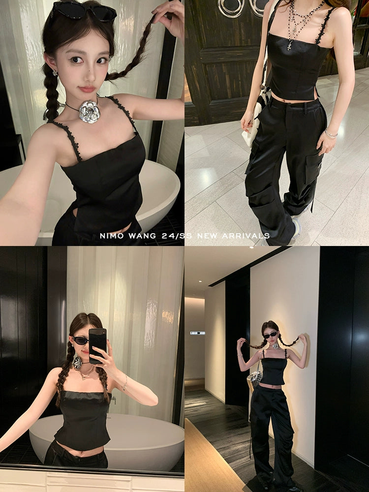 [Sweet Cool] Satin Camisole Two-Piece Casual Suit - Summer Temperament Wear