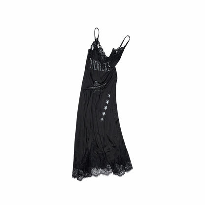 Satin Lace Panel Slip Dress