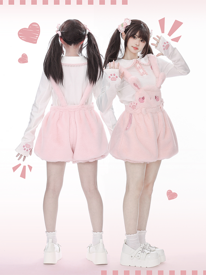 Genki Strawberry Rabbit Bud Pants + Top Set