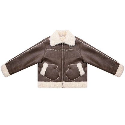 Lambskin Fur Motorcycle Jacket | Thick Retro Design for Autumn/Winter