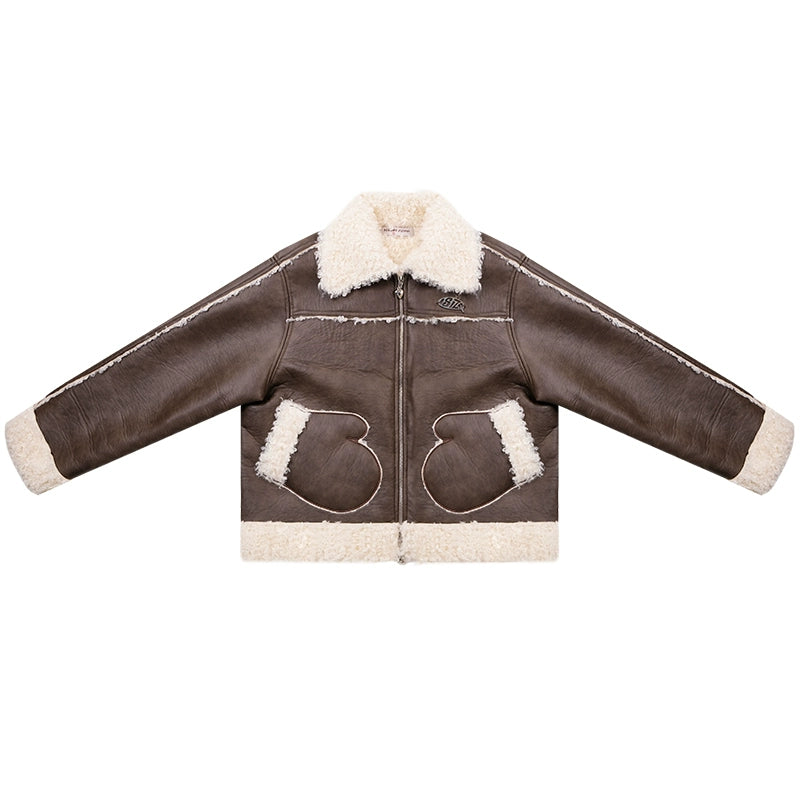 Lambskin Fur Motorcycle Jacket | Thick Retro Design for Autumn/Winter