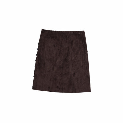 Studded Suede A-Line Midi Skirt