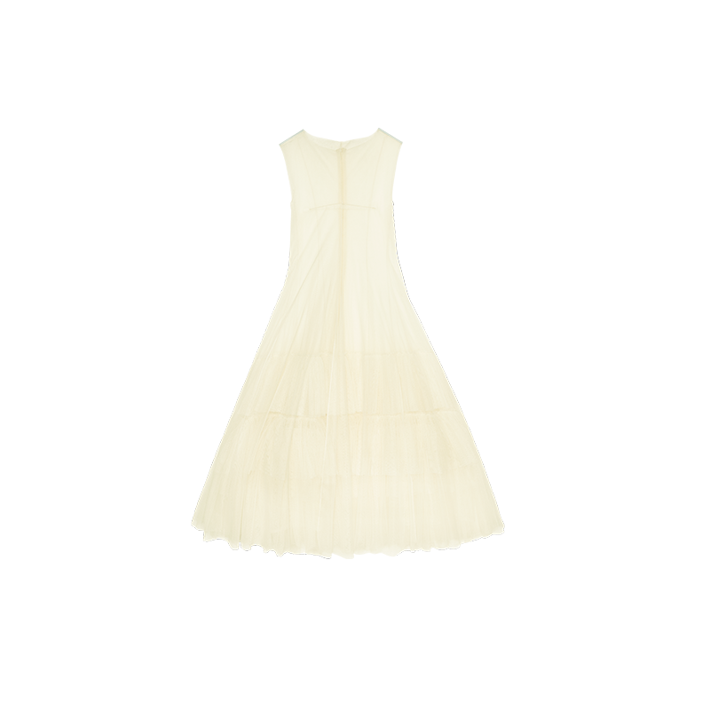 Sheer Layered Mesh Dress – Sleeveless Puffy Outer Skirt Look