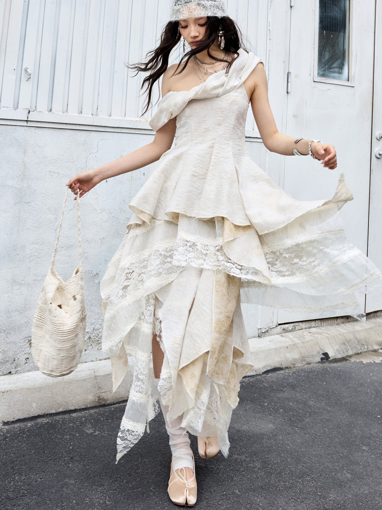 Ballet Fairy Two-Piece Dress | Sculptural Knot Collar Dress