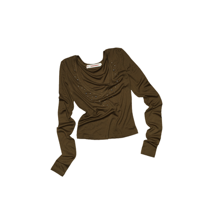 V-Neck Rivet Hot Diamond Base Shirt – Slim Fit Statement Long Sleeve