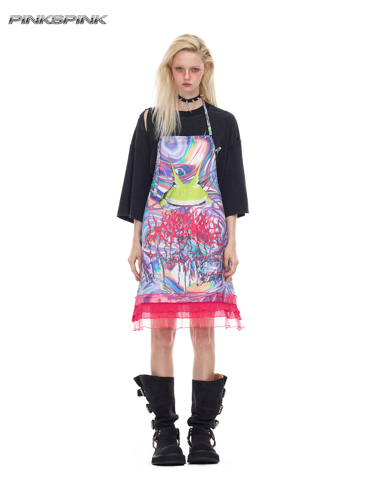 Rock Frog Y3K Lace-Rivet Punk Apron Skirt – Hot Girl Statement Layer