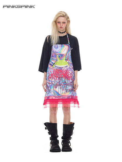 Rock Frog Y3K Lace-Rivet Punk Apron Skirt – Hot Girl Statement Layer