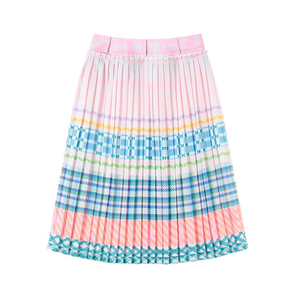 Macaron Plaid Pleated Skirt