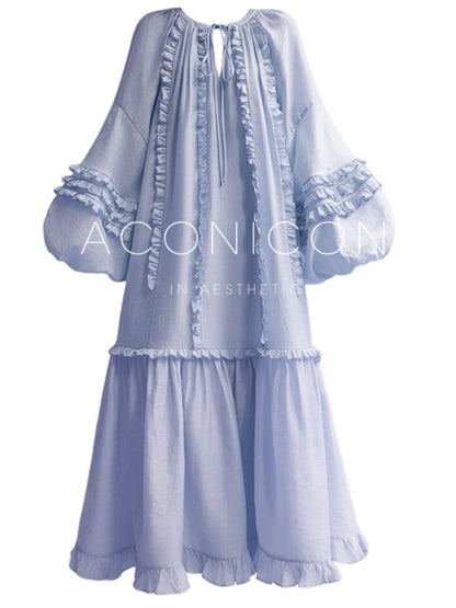 Linen Holiday Maxi Dress – Ruffled Edge Romantic Look