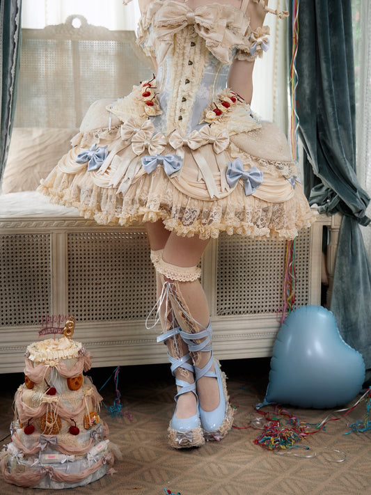 Milk Blue Rococo Cake Skirt | French Princess Maxi Skirt