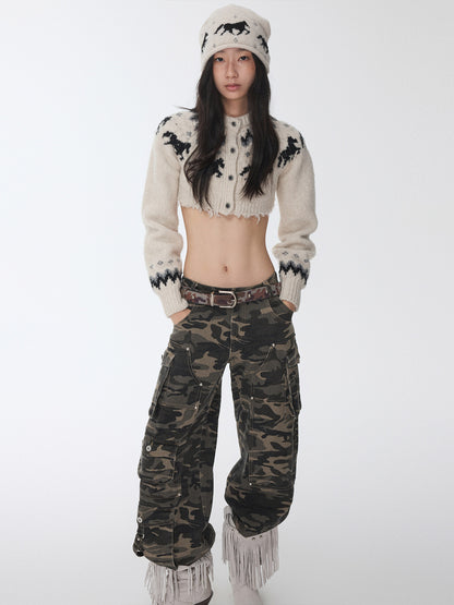 Camouflage Studded Leather Belt
