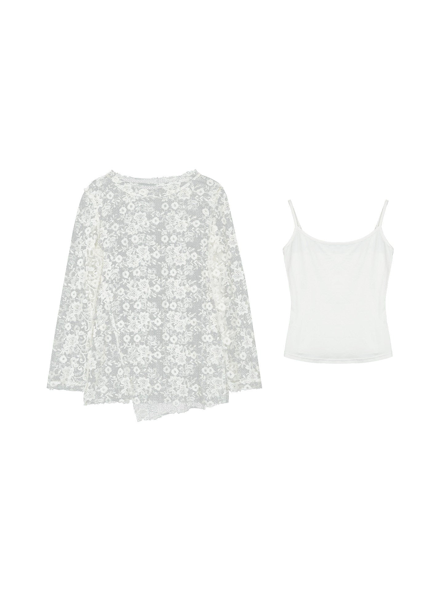 Apricot Mist Lace Embroidered Cover-Up & Camisole Two-Piece Set – French Retro