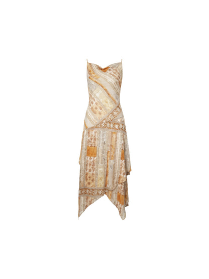 Orange Wild Weaving Dream Printed Halterneck Dress