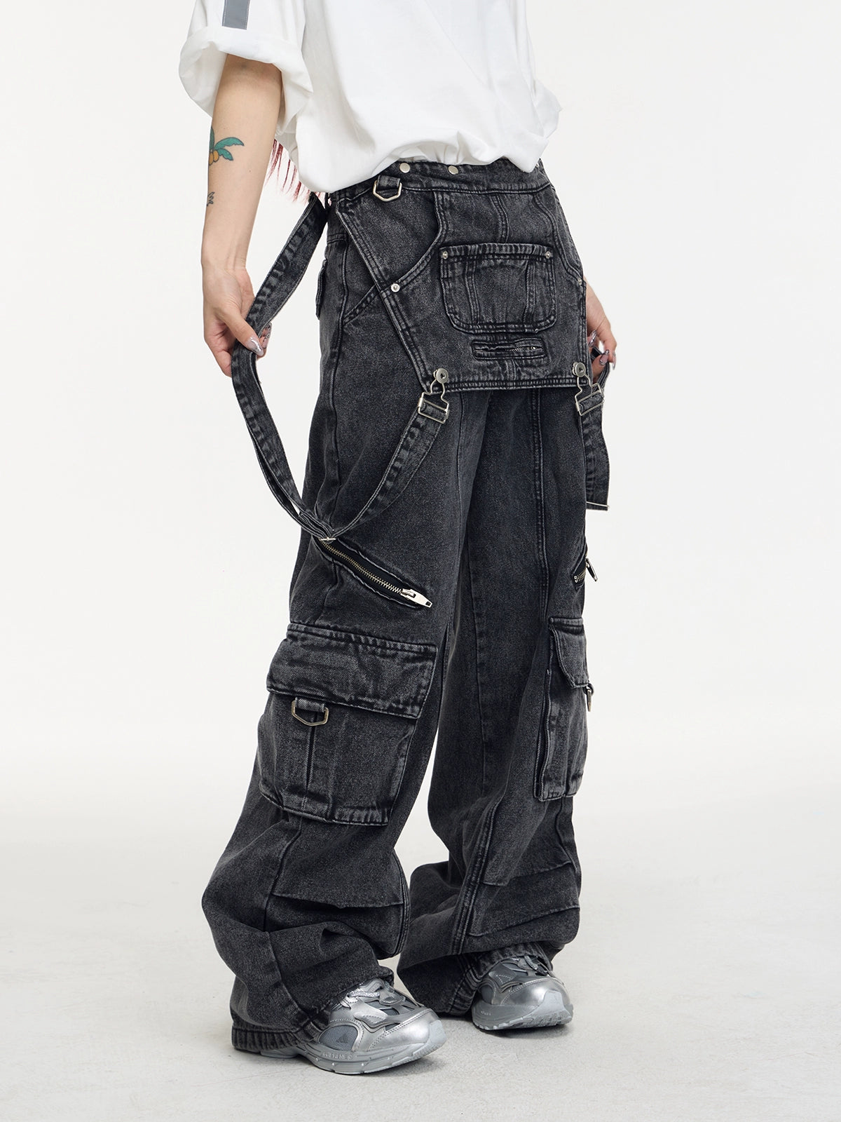 Американский ретро -ремешок - лоскутные джинсы
