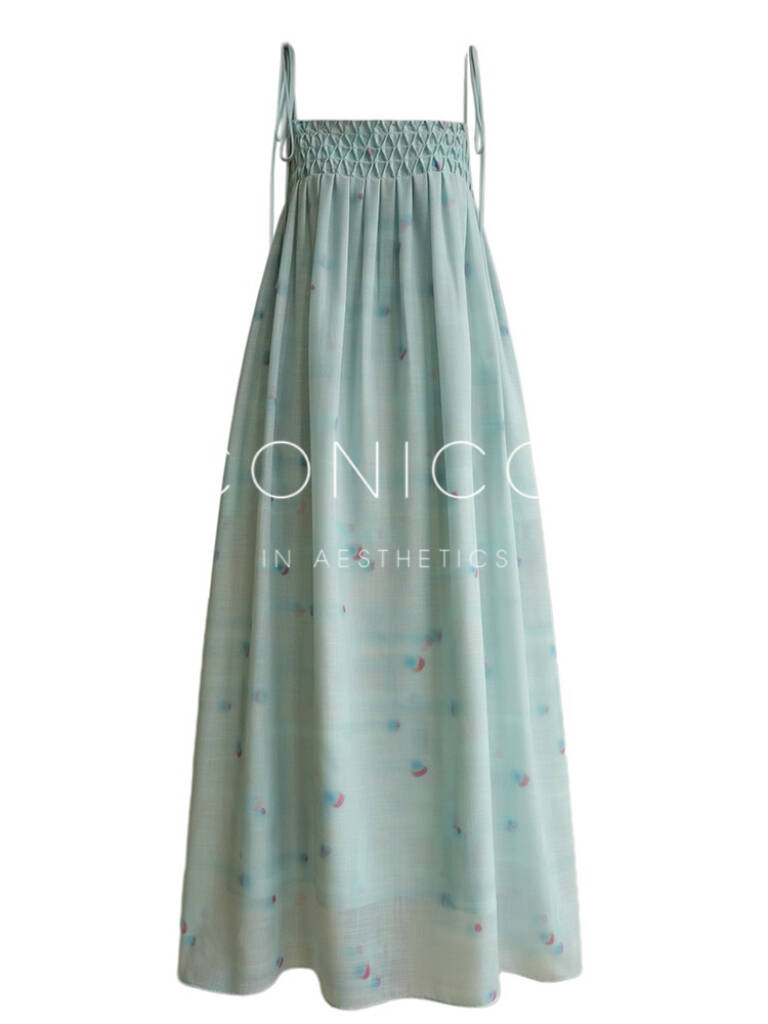 Romantic Sundress  Elegant Flowy Resort Silhouette - S / Shore Blue spot fast
