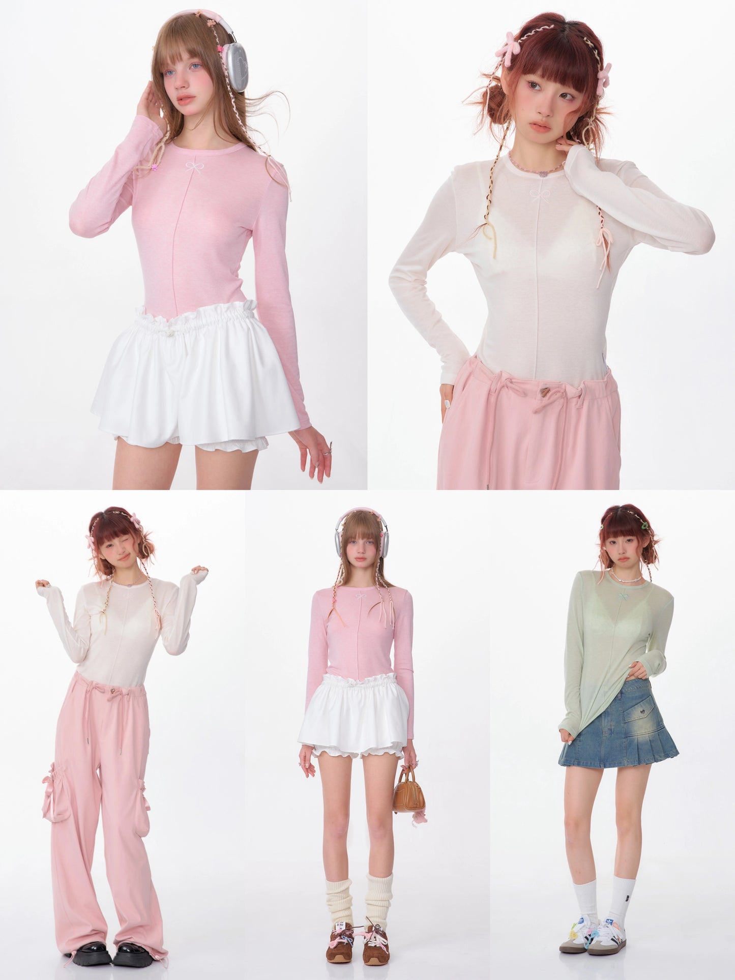 Semi-Transparent Slim Fit Bow Knit Top | Retro Long Sleeve for Spring/Summer