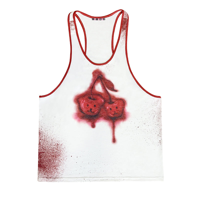 Little Bear Cherry Print Tank Top