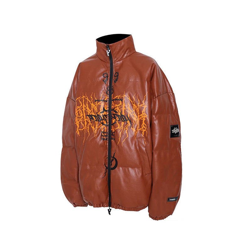 LOGO PU Leather Motorcycle Jacket – Unisex Y2K Street Fit