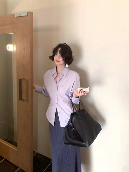 Zi Xi Long-Staple Cotton Slim Shirt – Hong Kong Retro Autumn Classic